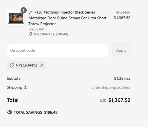 proof of working Nothing Projector discount codes NPecran12