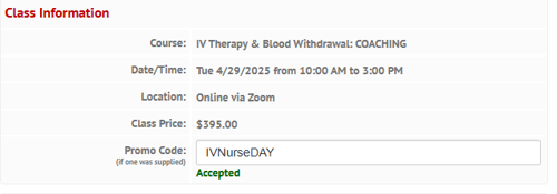 proof of working Educate Simplify promo codes IVNurseDAY