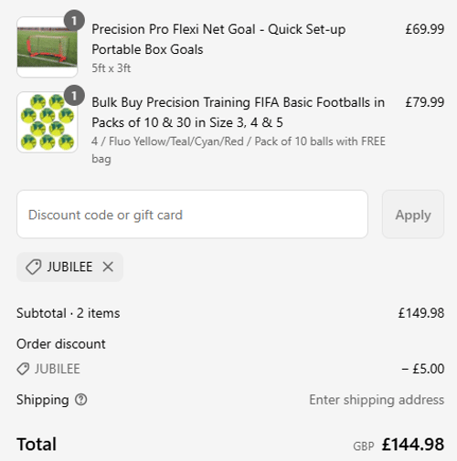 proof of working ChildrensFootball.com discount codes JUBILEE