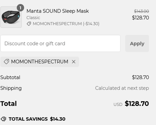 proof of working Manta Sleep discount codes MOMONTHESPECTRUM