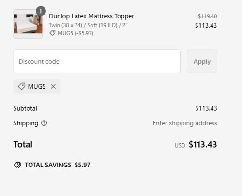 proof of working Latex Mattress Factory discount codes MUG5