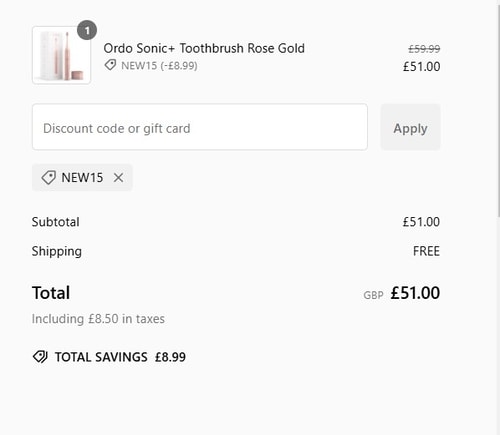 proof of working ORDO discount codes NEW15