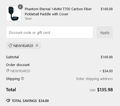 proof of working Phantom Pickleball discount codes NEWYEAR20