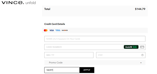 proof of working Vince Unfold promo codes 10OFF