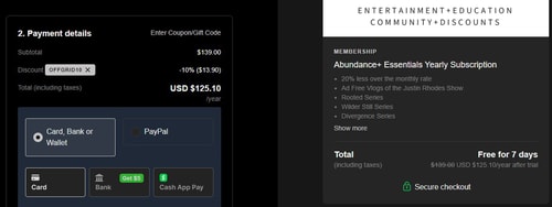 proof of working Abundance Plus discount codes OFFGRID10