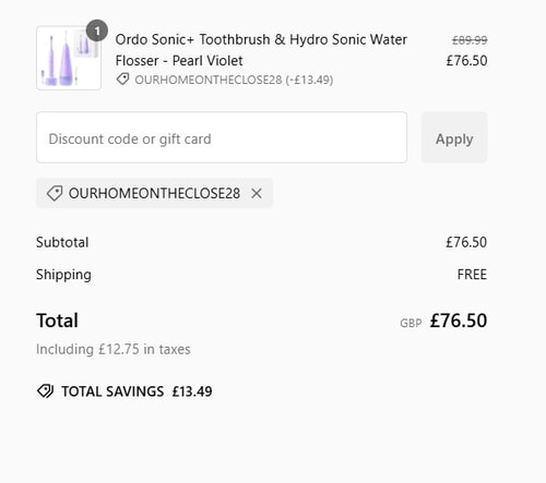 proof of working ORDO discount codes OURHOMEONTHECLOSE28