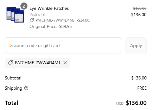proof of working Wrinkles Schminkles coupon codes PATCHME-7WW4D4MJ
