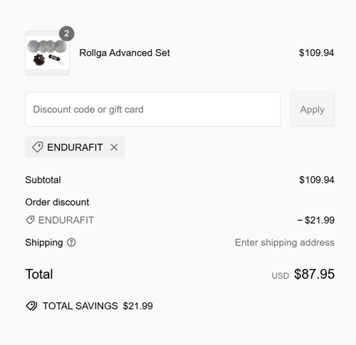 proof of working Rollga Foam Rollers coupon codes ENDURAFIT