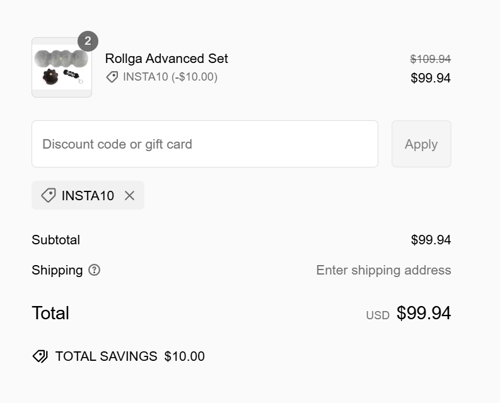 proof of working Rollga Foam Rollers coupon codes INSTA10