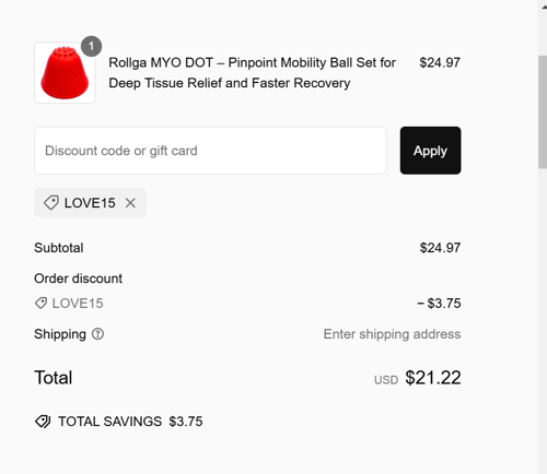 proof of working Rollga Foam Rollers coupon codes LOVE15