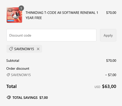 proof of working ThinkCar coupon codes SAVENOW15