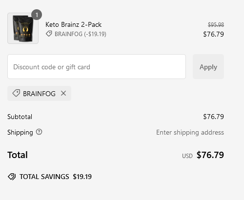 proof of working Keto Brainz discount codes BRAINFOG