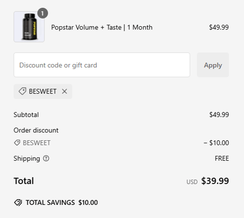 proof of working Popstar Labs discount codes BESWEET