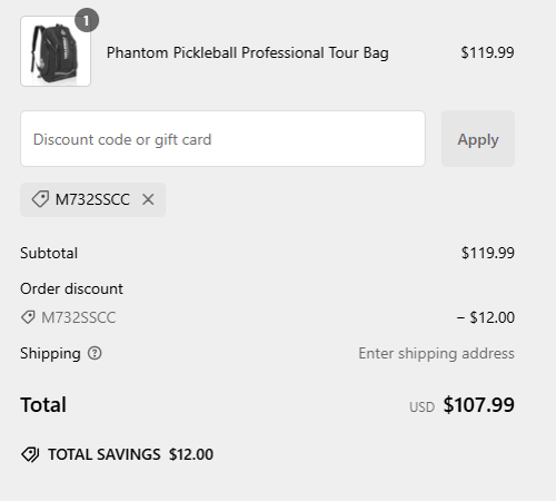 proof of working Phantom Pickleball discount codes M732SSCC