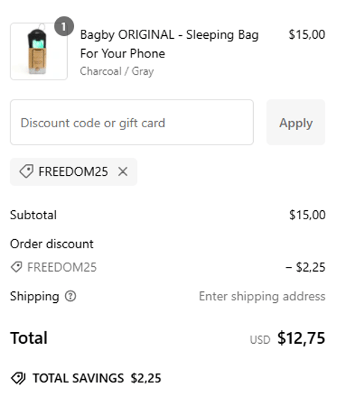 proof of working Bagby discount codes FREEDOM25