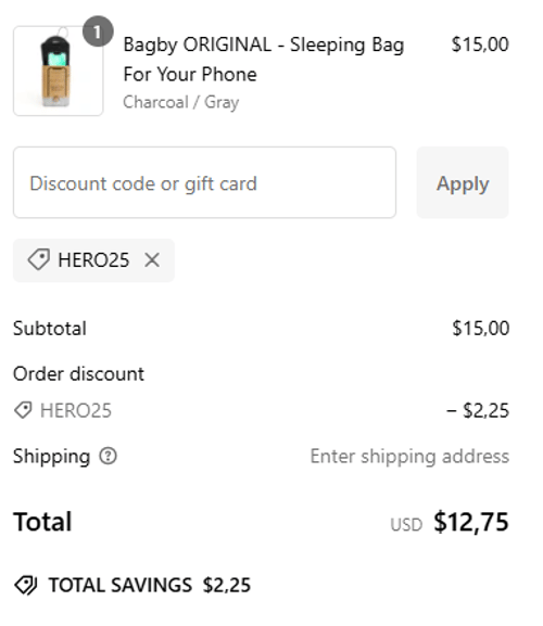 proof of working Bagby discount codes HERO25