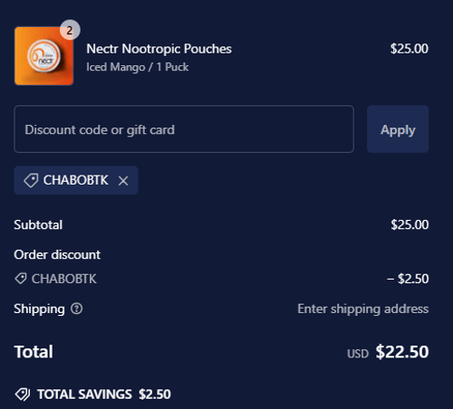 proof of working Nectr.Energy discount codes CHABOBTK