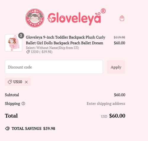 proof of working Gloveleya coupon codes US50