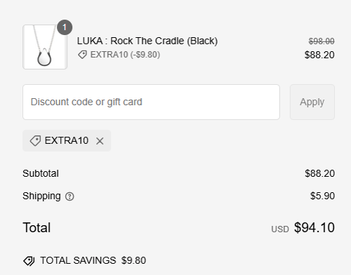 proof of working LUKA Monocle Necklace promo codes EXTRA10