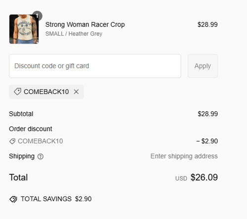 proof of working Barbells & Ponytails coupon codes COMEBACK10