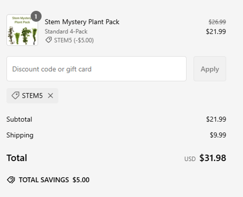 proof of working WetPlants coupon codes STEM5