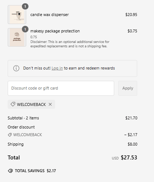 proof of working Makesy coupon codes WELCOMEBACK