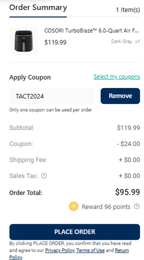 proof of working VeSync coupon codes TACT2024