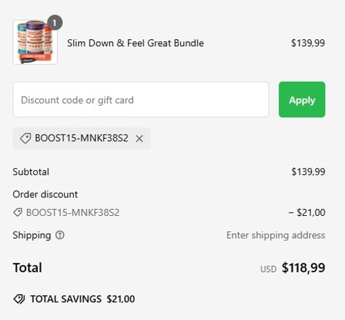 proof of working Skinny Coffee SuperBoost discount codes BOOST15-MNKF38S2