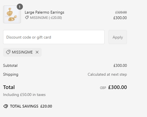 proof of working SORU JEWELLERY discount codes MISSINGME