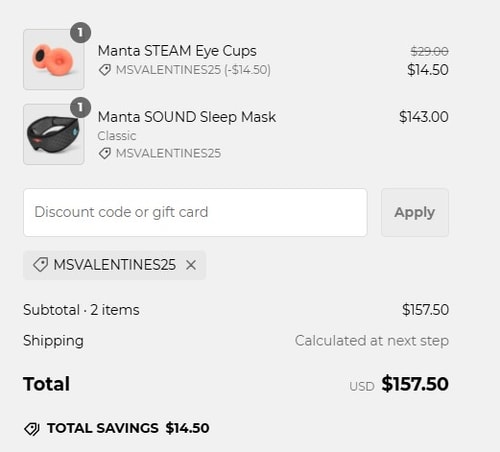 proof of working Manta Sleep discount codes MSVALENTINES25