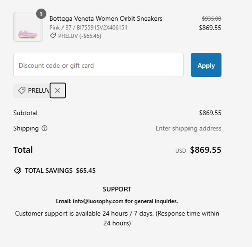 proof of working Luosophy promo codes PRELUV