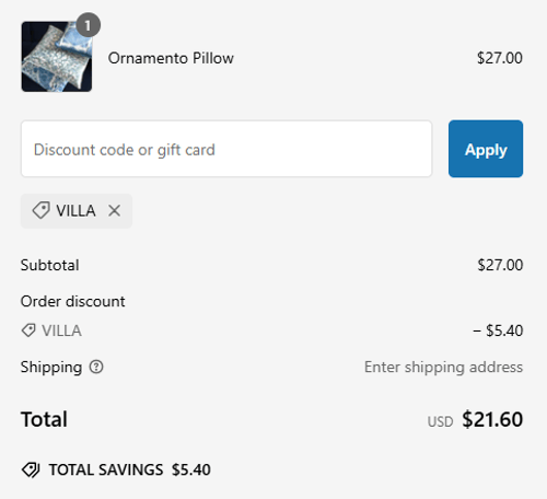 proof of working Villa Cotton coupon codes VILLA