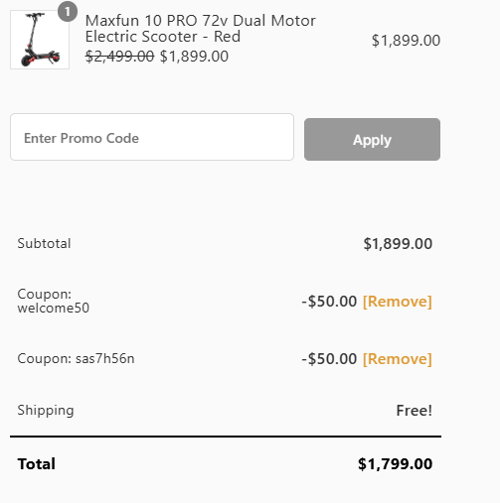proof of working MaxFun Scooter coupon codes sas7h56n