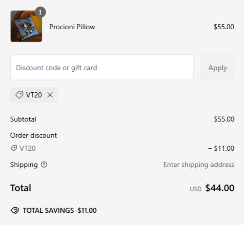 proof of working Villa Cotton coupon codes VT20