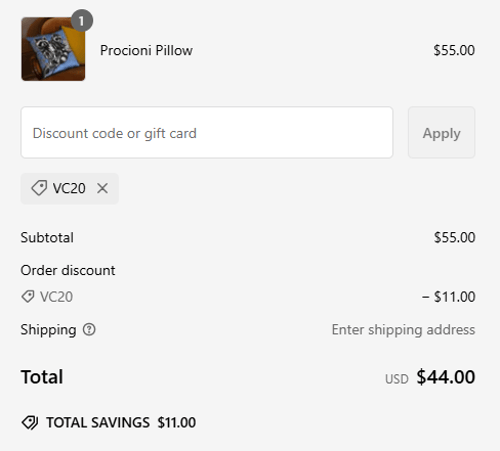 proof of working Villa Cotton coupon codes VC20