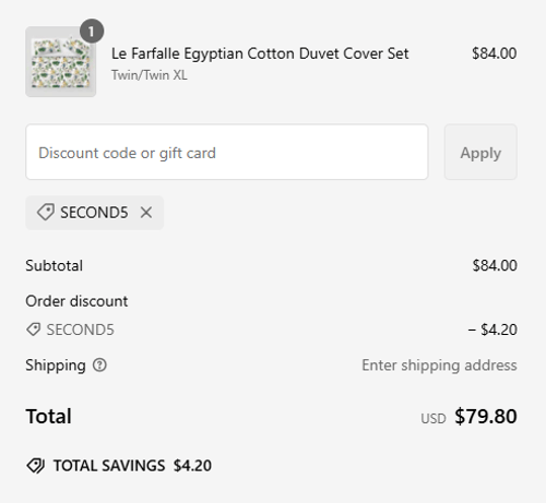 proof of working Villa Cotton coupon codes SECOND5
