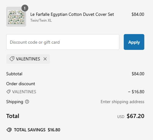 proof of working Villa Cotton coupon codes VALENTINES