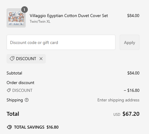 proof of working Villa Cotton coupon codes DISCOUNT