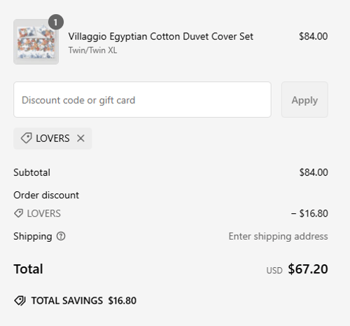proof of working Villa Cotton coupon codes LOVERS