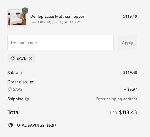 proof of working Latex Mattress Factory discount codes SAVE