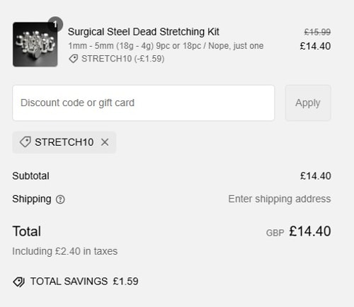 proof of working Stretch It Body Jewellery discount codes STRET✱✱✱✱