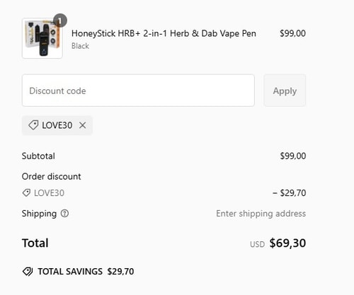 proof of working HoneyStick coupon codes LOVE30