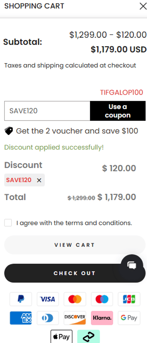 proof of working Tifgalop discount codes SAVE120