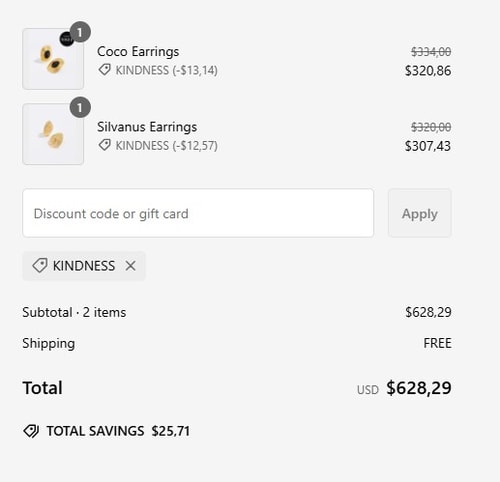 proof of working SORU JEWELLERY discount codes KINDNESS