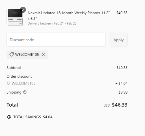 proof of working Nekmit coupon codes WELCOME105