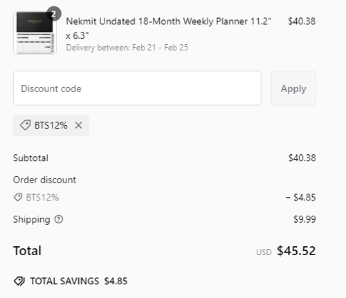 proof of working Nekmit coupon codes BTS12%