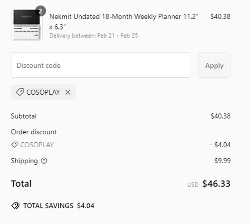 proof of working Nekmit coupon codes COSOPLAY