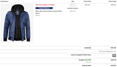 proof of working FJackets coupon codes JOY25