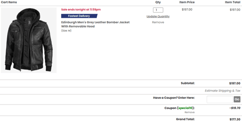 proof of working FJackets coupon codes SPECIAL10