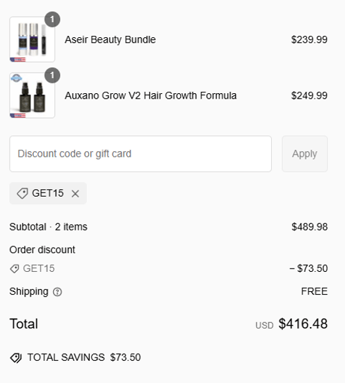 proof of working Aseir Custom discount codes GET15